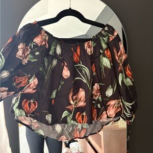Astr Black Floral Off-Shoulder Blouse